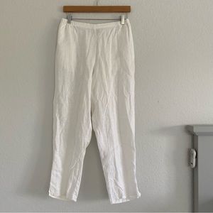 Flax S oversize 100% linen pull on pants wide leg front pockets quiet luxury